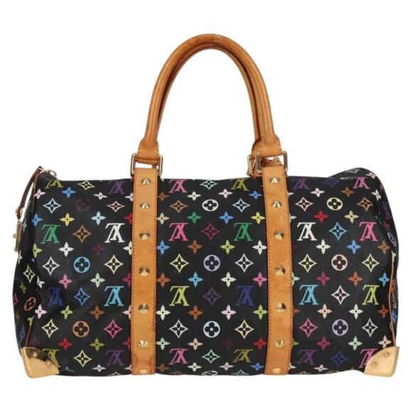 LOUIS VUITTON Monogram Multicolor Keepall 45 Bag Black M92640 Auth 117676V - Picture 2 of 16